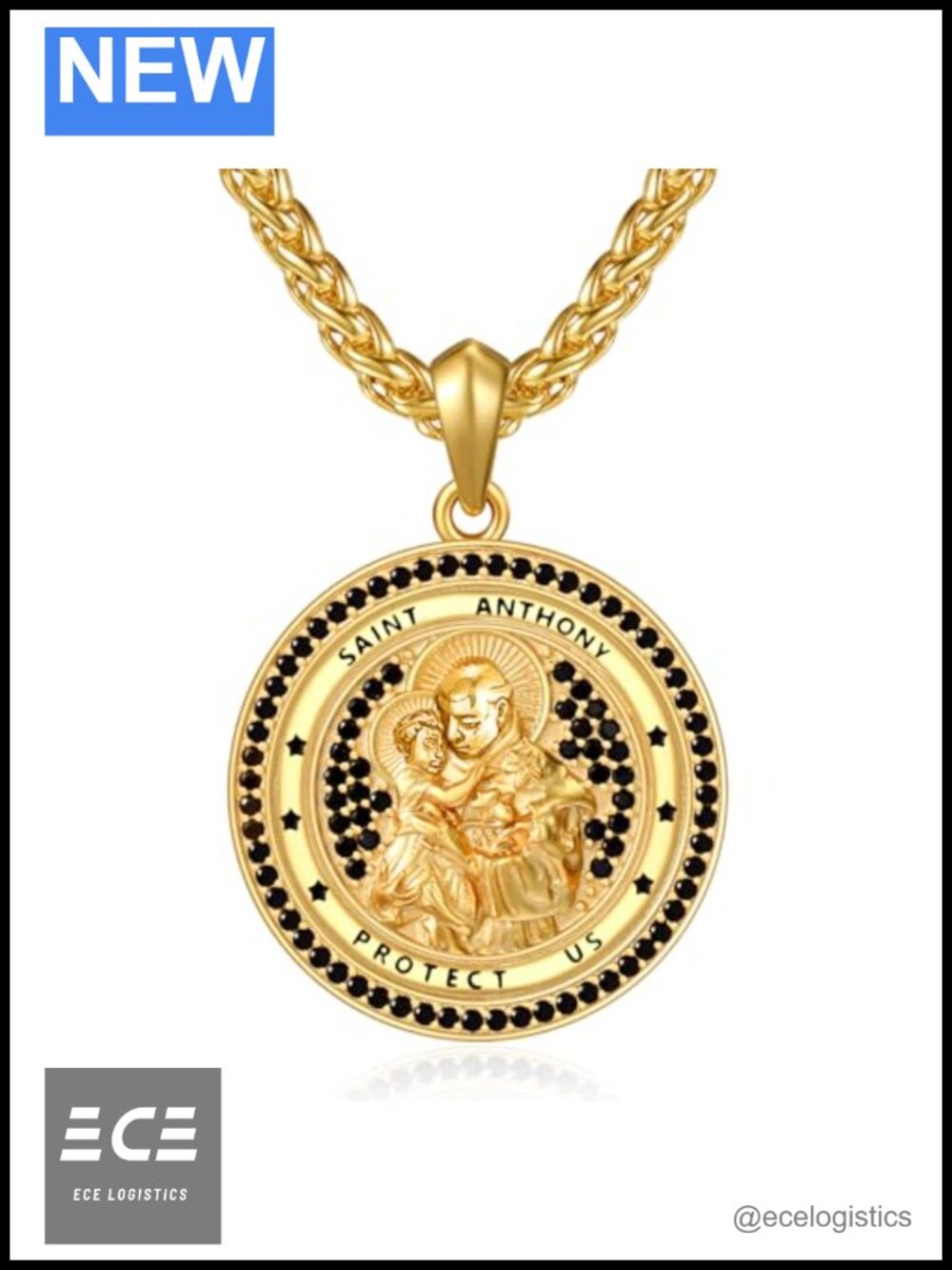 925 Sterling Silver Patron Saint Medal Necklace Adjustable 22in Protection